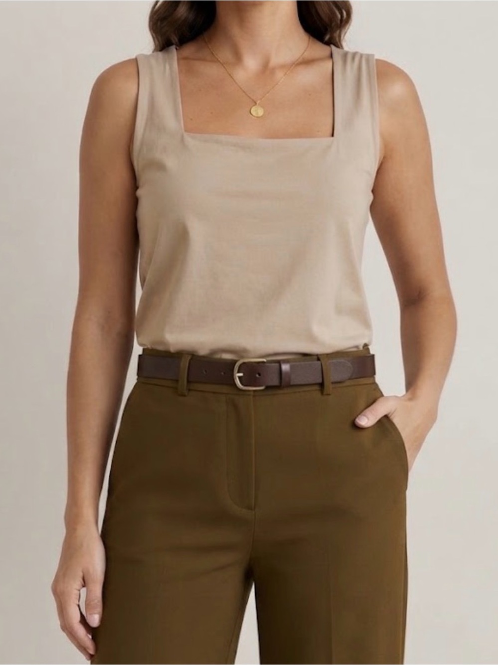 ❤️NWT Smash + TESS square neck chic & classic neutral tank top